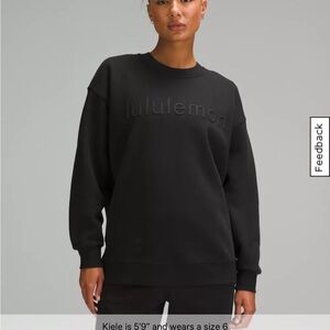 Lululemon Black Embossed Logo Crewneck Sweatshirt Size 6 Oversized